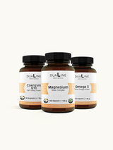 DUALINE Blutdruck Balance Paket mit je einer Dose DUALINE Magnesium, DUALINE Omega 3 und DUALINE Coenzym Q10