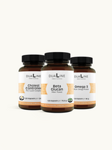 DUALINE Lipid Balance Paket mit je einer Dose DUALINE Beta Glucan, DUALINE Omega 3 und DUALINE Cholest Controller