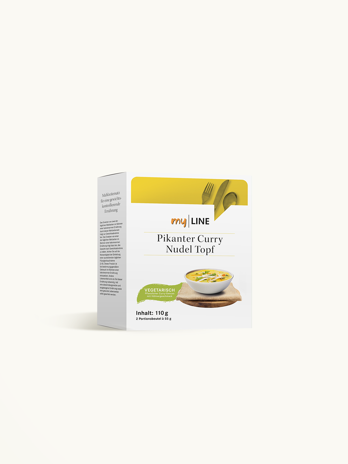 Eine Packung myLINE Pikanter Curry Nudel Topf