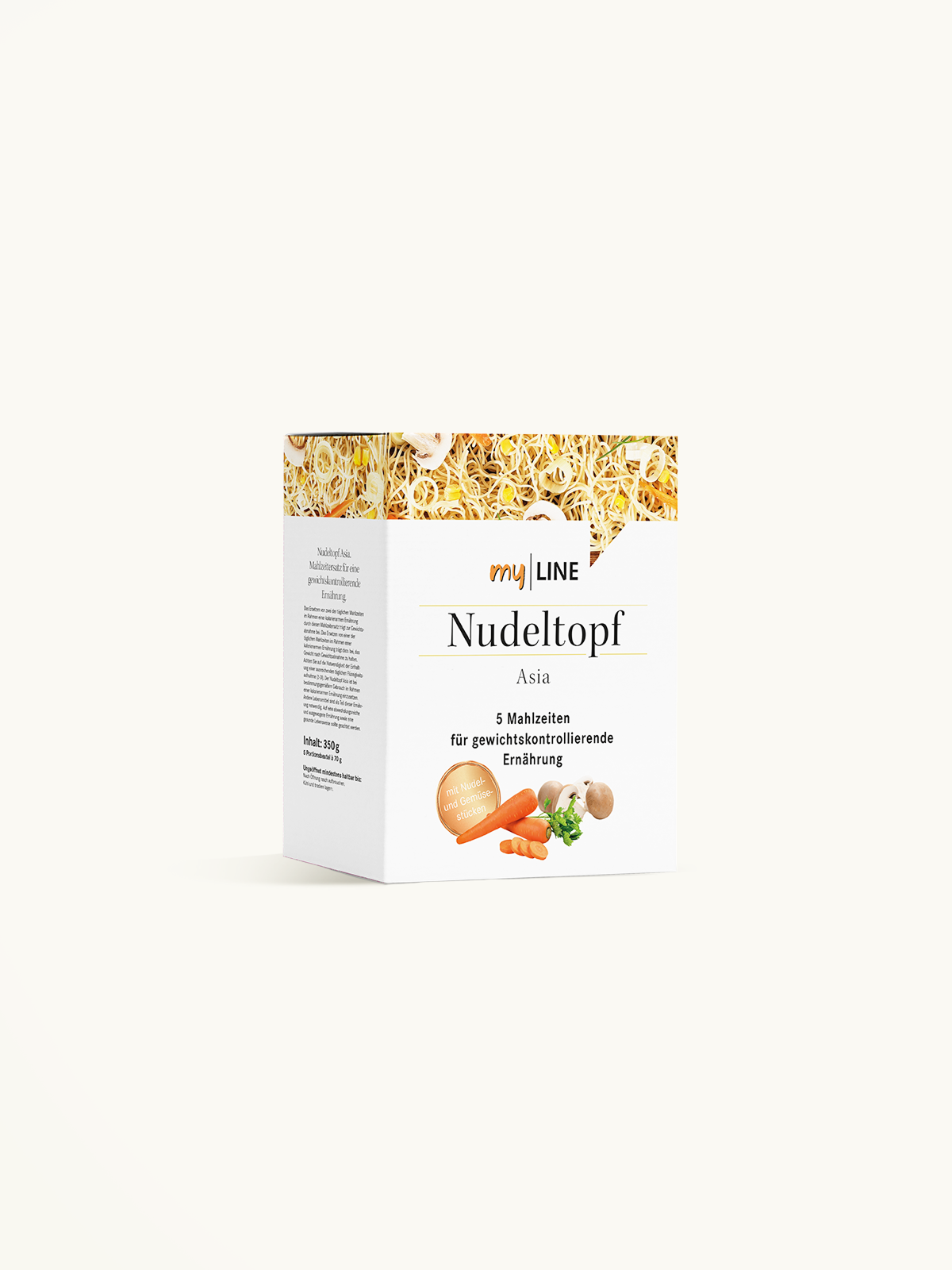 Eine Packung myLINE Nudeltopf Asia mit 5 Portionen