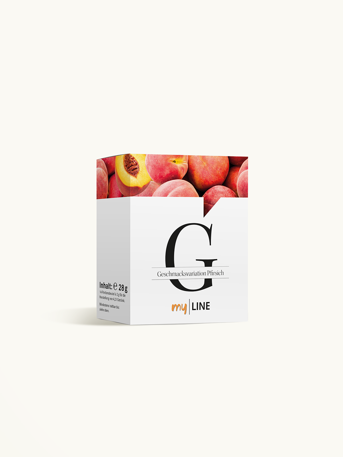 Eine Packung myLINE Geschmacksvariation Pfirsich