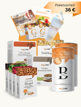myLINE Starterpaket 27 Tage mit Shakes, Riegeln, Asia Nudeltopf,  Pasta Bolognese, Schoko Müsli und gratis Shaker zum einfachen Abnehmen und gesunde Mahlzeiten für Gewichtsreduktion. Leichte Rezepte zum Abnehmen sind kostenlos dabei.