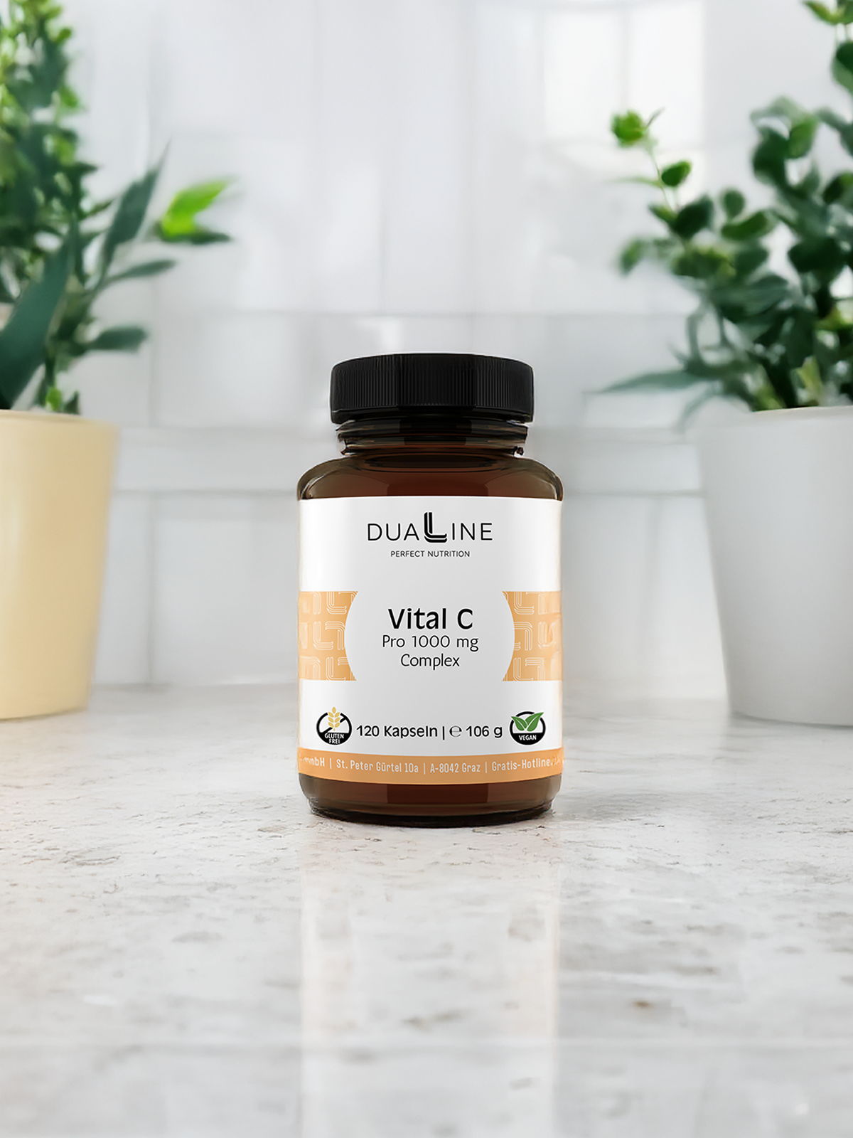 Eine Dose DUALINE Vital C - Pro 1000 mg Complex unterstützt dein Immunsystem